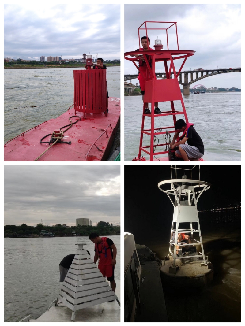 平南西江大桥浮鼓标志出现移位，航标员利用一体化平台定位恢复（余振晖摄）.jpg