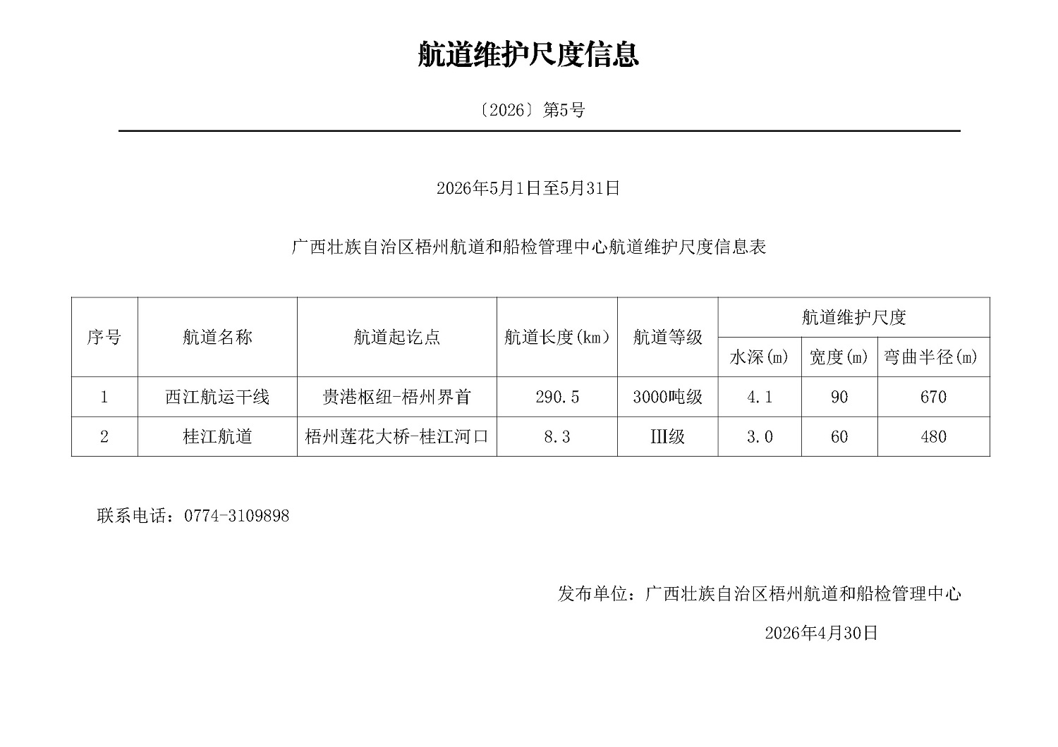 梧州航道和船检管理中心2026年5月航道维护尺度信息.jpg